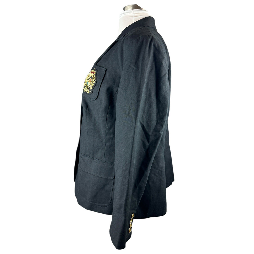 *Flawed Lauren Ralph Lauren Signature Patch Chest Crest Blazer Jacket Black 16W - Picture 12 of 16